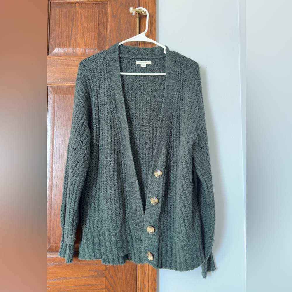 American Eagle Green Cardigan Sweater